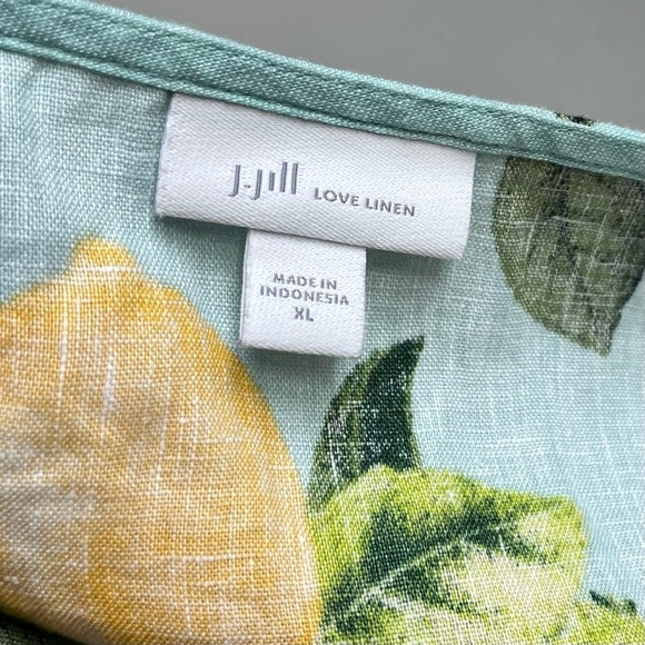 J.Jill Love Linen Shift Dress Sz XL Lemon Print V Neck Beach Resort Vacation EUC - Picture 7 of 16